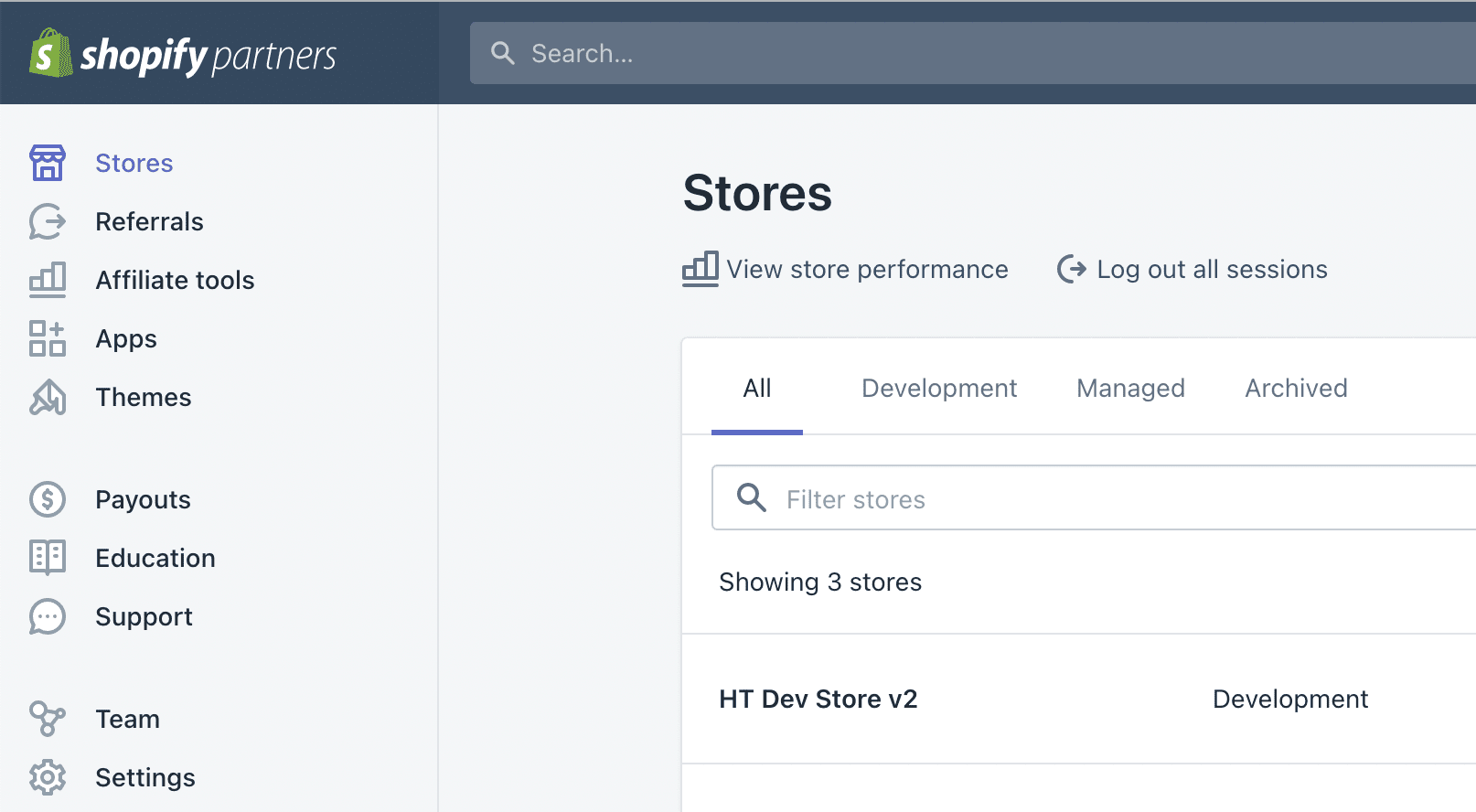 Shopify store dashboard.
