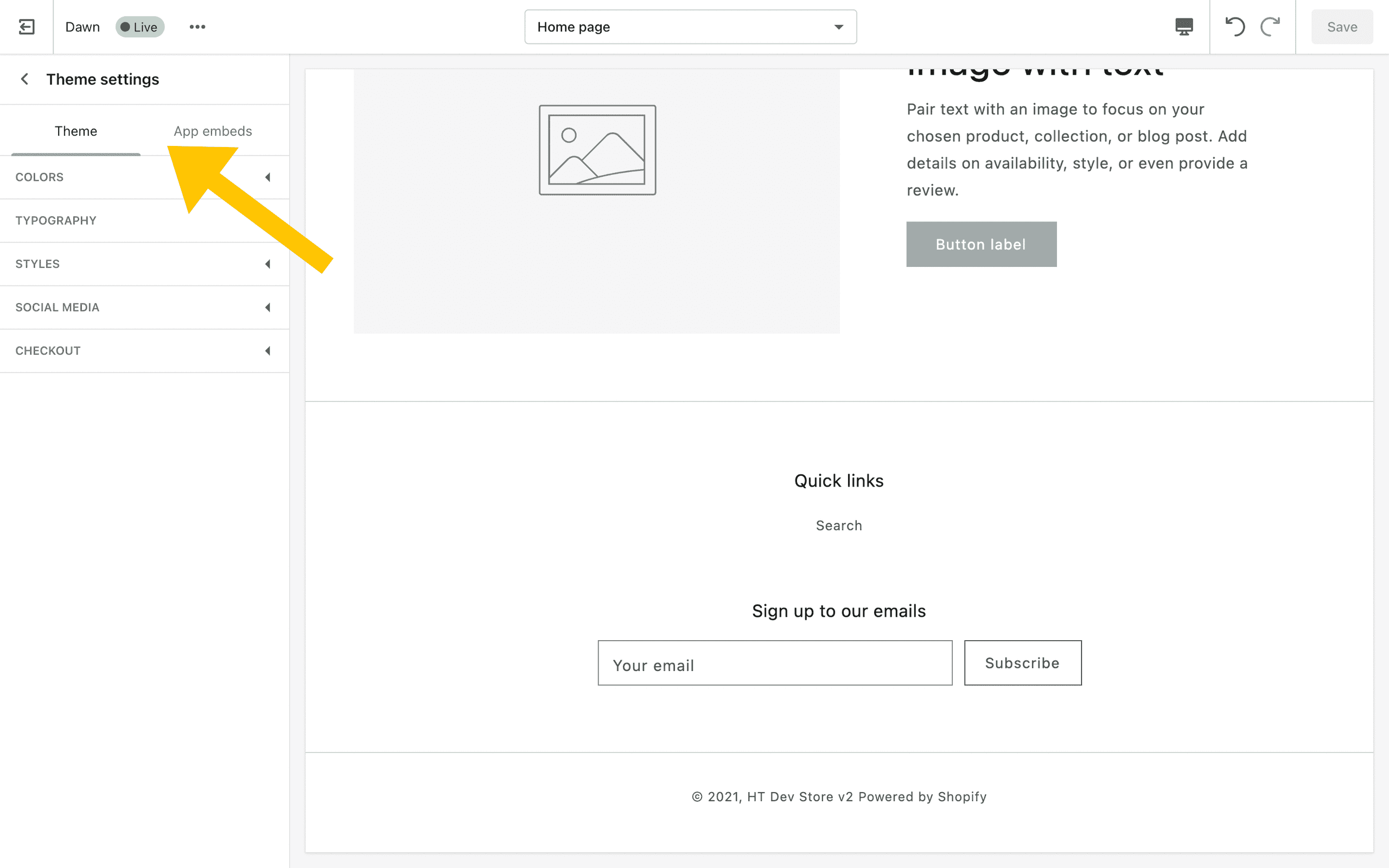 In Theme Settings, there is a Colors settings panel that includes Primary Colors (solid button label, accent 1 and accent 2, each with color pickers next to them) and Secondary Colors. The image gets cut off indicating there may be more settings below.