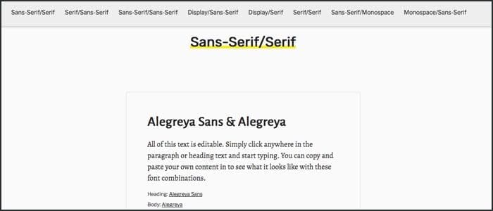  Screenshot from fontpair.co: a site that helps people choose fonts that work well together. 